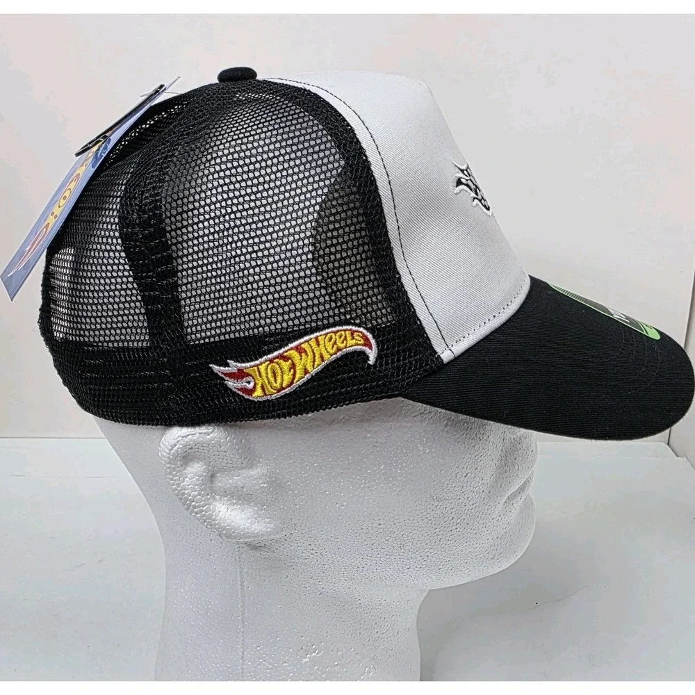 Hot‎ Wheels Snapback Hat Cap Black, White Hot Wheels Logo Kids Adults Unisex